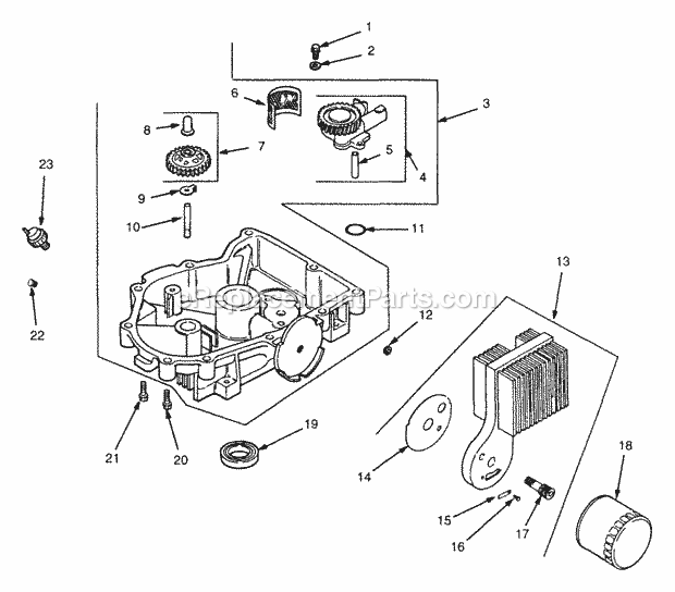 18 Hp Oil Pan And Lubrication Diagram and Parts List for Z48 53AC355M100 Cub Cadet Lawn Mower